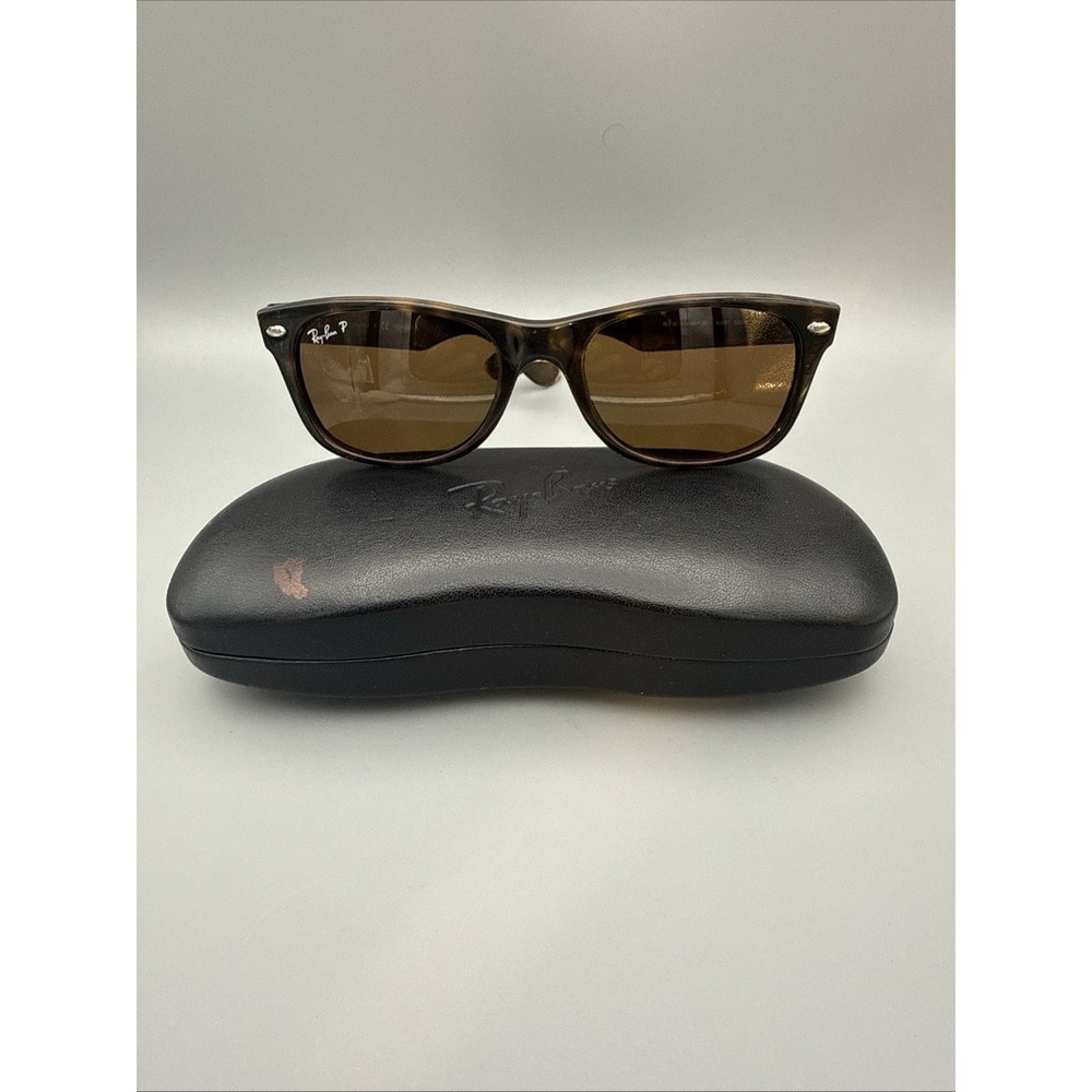 RAY-BAN RB2132 NEW WAYFARER polarized sunglasses Authentic Tortoise Frame &Case - Picture 2 of 11